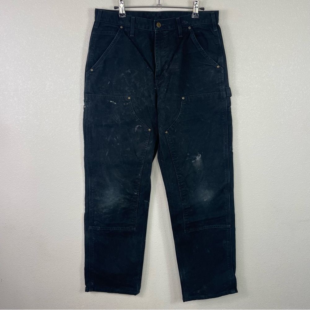 Carhartt Washed-Duck Double-Front Work Pants for Men black 32x32